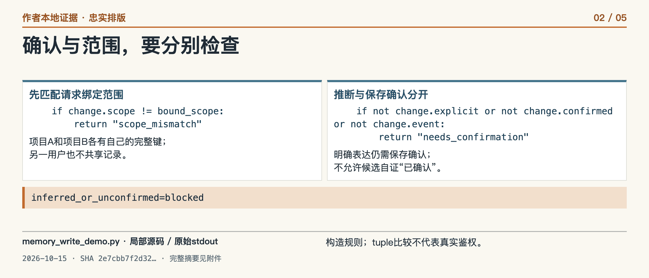 确认与范围，要分别检查