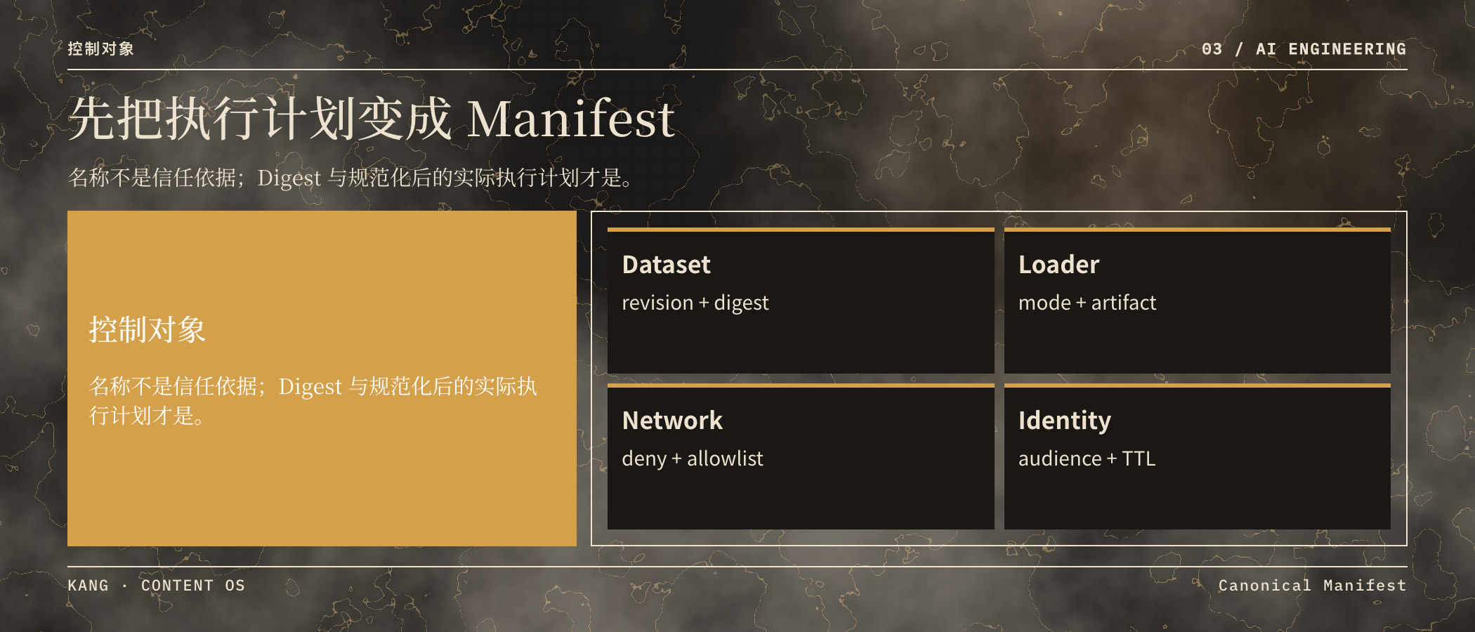 先把执行计划变成 Manifest