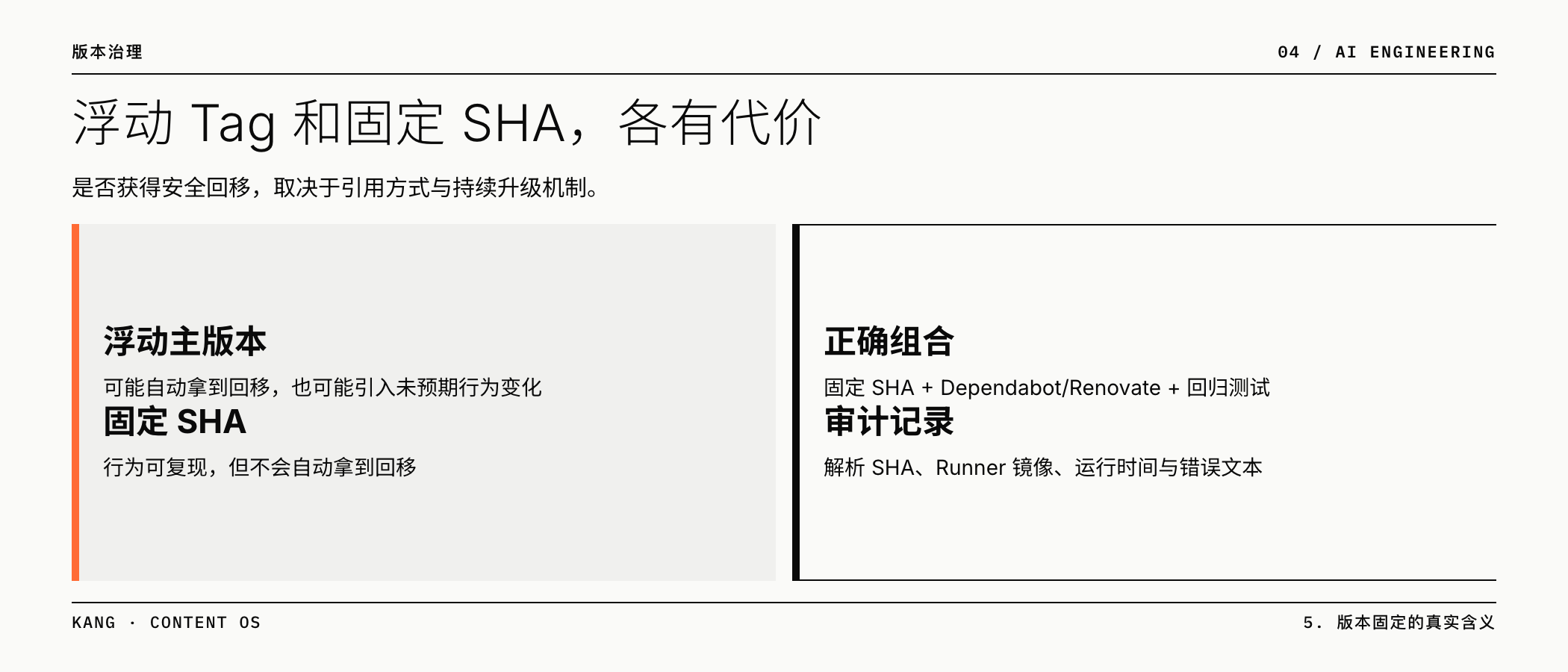 浮动 Tag 和固定 SHA，各有代价
