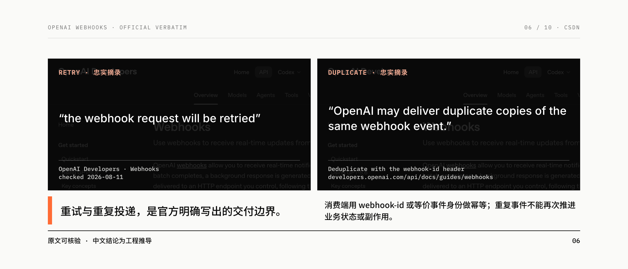 Webhook 重试与重复投递的官方边界