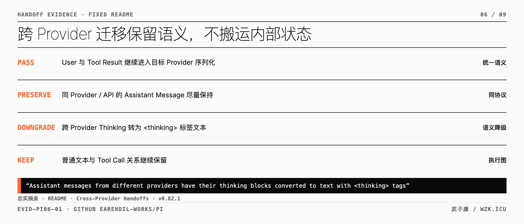 跨 Provider Handoff 的语义保留与降级