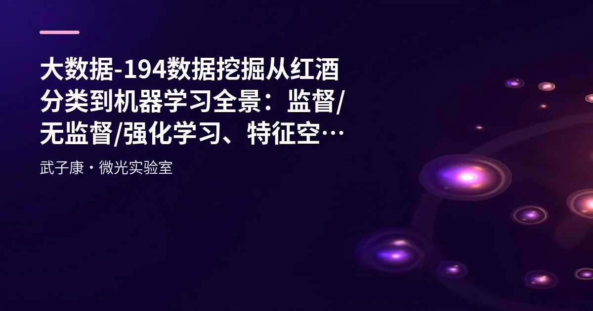 大数据-194 数据挖掘 从红酒分类到机器学习全景：监督/无监督/强化学习、特征空间与过拟合一次讲透
