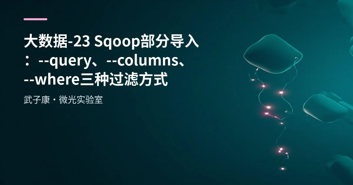 大数据-23 Sqoop 部分导入：--query、--columns、--where 三种过滤方式