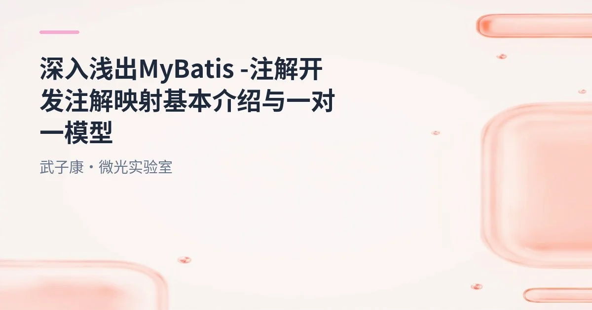 深入浅出 MyBatis - 注解开发 注解映射 基本介绍 与 一对一模型