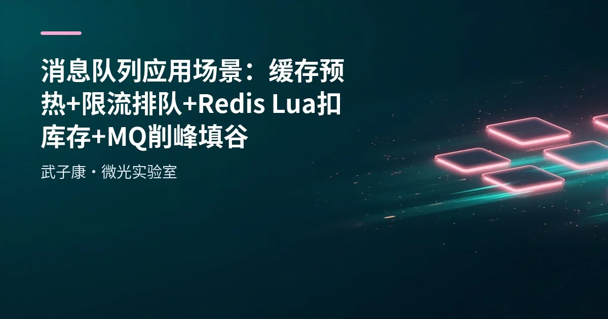 消息队列应用场景：缓存预热+限流排队+Redis Lua 扣库存+MQ 削峰填谷