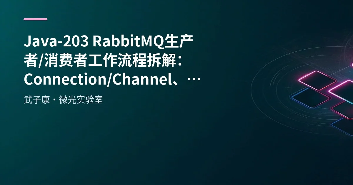 Java-203 RabbitMQ 生产者/消费者工作流程拆解：Connection/Channel、默认交换器、ACK